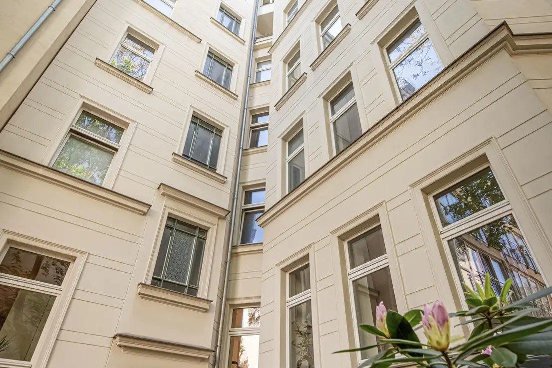 Courtyard façade, restored as a listed building